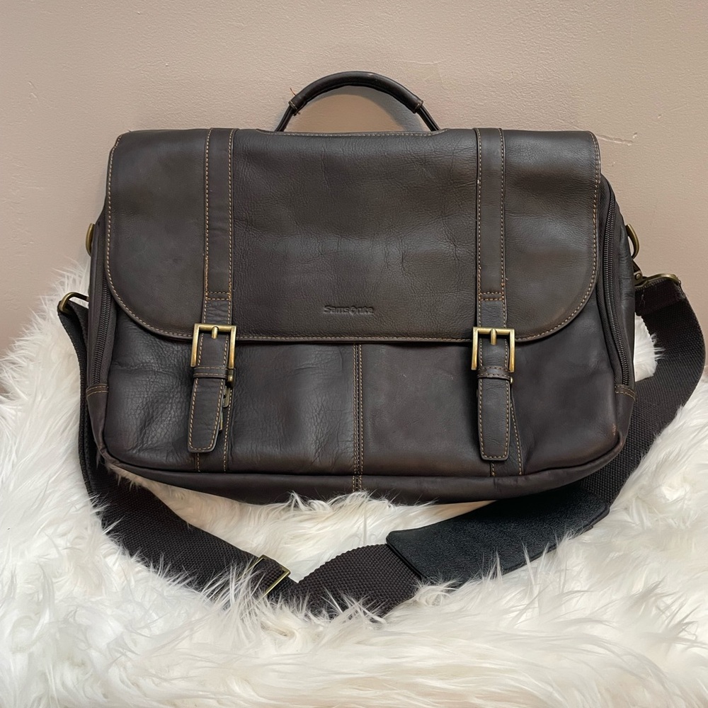 Samsonite Brown Leather Men's Laptop Bag